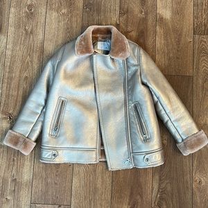 Zara Kids faux leather biker jacket size 8